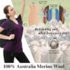 Merino Protect 100% Merino Wool V Neck T-Shirt for Women Short Sleeve Base Layers Odor Dark Purple