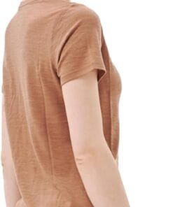 Merino Protect 100% Merino Wool V Neck T-Shirt for Women Short Sleeve caramel