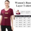 Size Guide Merino Wool V Neck T Shirt women Dark Red