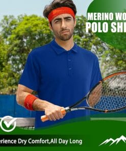 merino wool polo shirt for sports activity deep royal