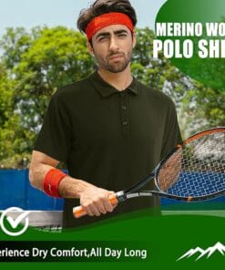 merino wool polo shirt for sports activity green